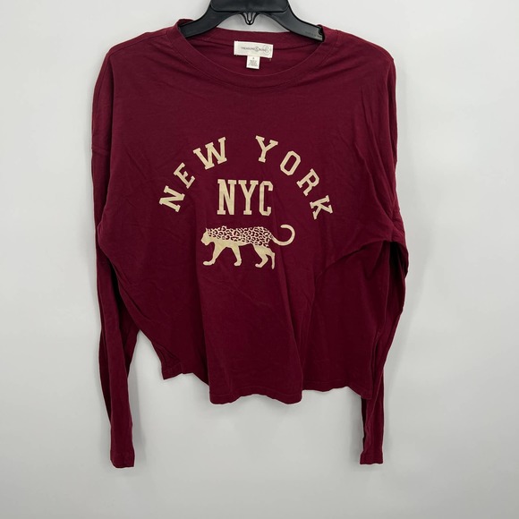 Treasure & Bond Tops - Treasure & Bond Women's Maroon Graphic Print Long Sleeve Crewneck Top Size S